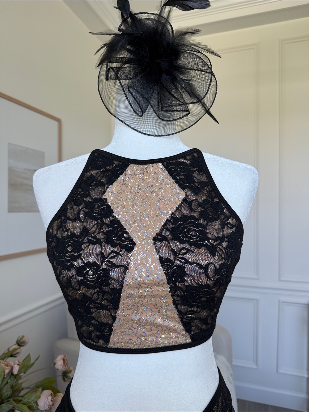 Pumpers Black Lace Jazz Dance Costume Adult M Musical Theatre Cabaret Solo - Picture 4 of 17